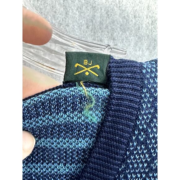 Bobby Jones Large Sweater V Neck Long Sleeve Cotton Golf Grandpa Diamond Blue - Picture 8 of 9
